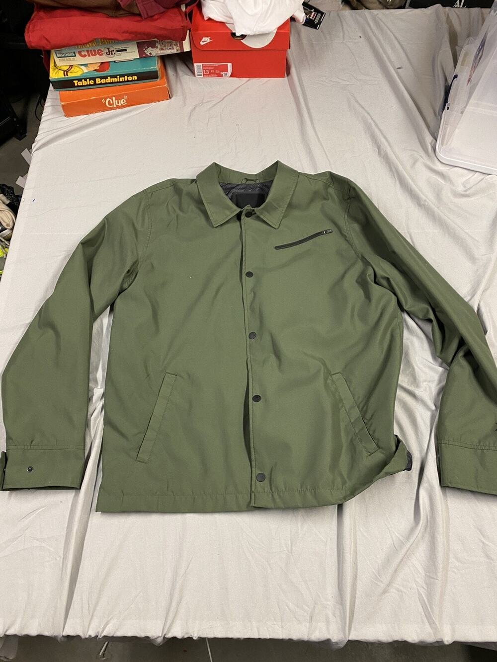 Hurley Men's Fleece Full Zip Jacket Size Large Green Fall Spring Rain Coat Green